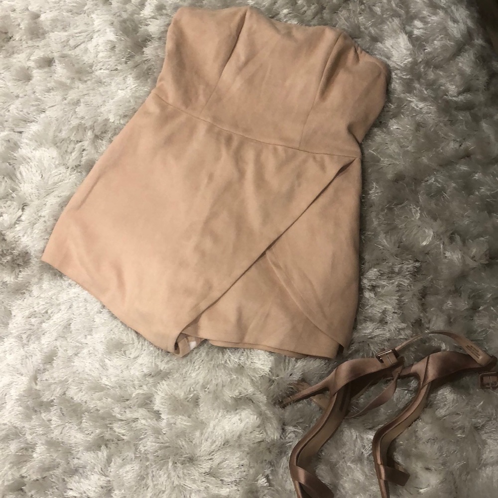 Light pink suede romper
